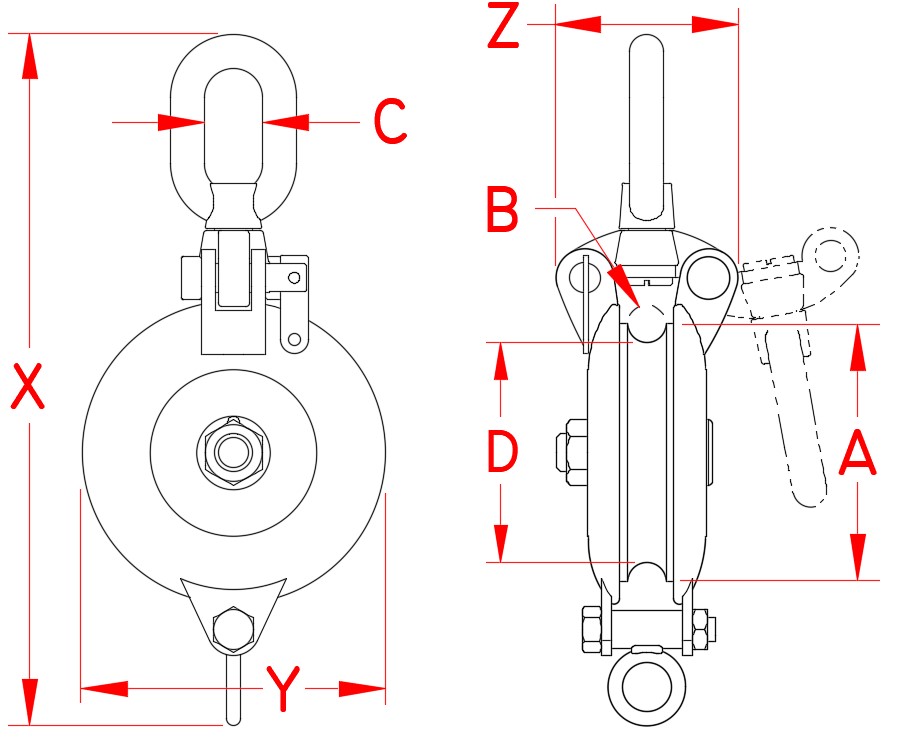 Stainless Steel Snatch Block, S0428-0075-R, S0428-0100-R, S0428-0125-R, S0428-0150-R
